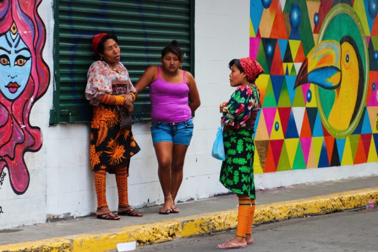 panama2017178 The streets of Panama City are full of graffiti, as are other cities in Central and Latin America. Pictured are women of one of Panama's indigenous ethnic...